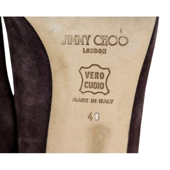 Jimmy Choo Suede Brown Pointed Toe Pin Heels Pumps Size EU40 US10 Authentic - Picture 8 of 12